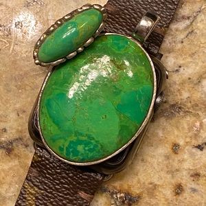 Beautiful Apple Turquoise Sterling Barse Pendant